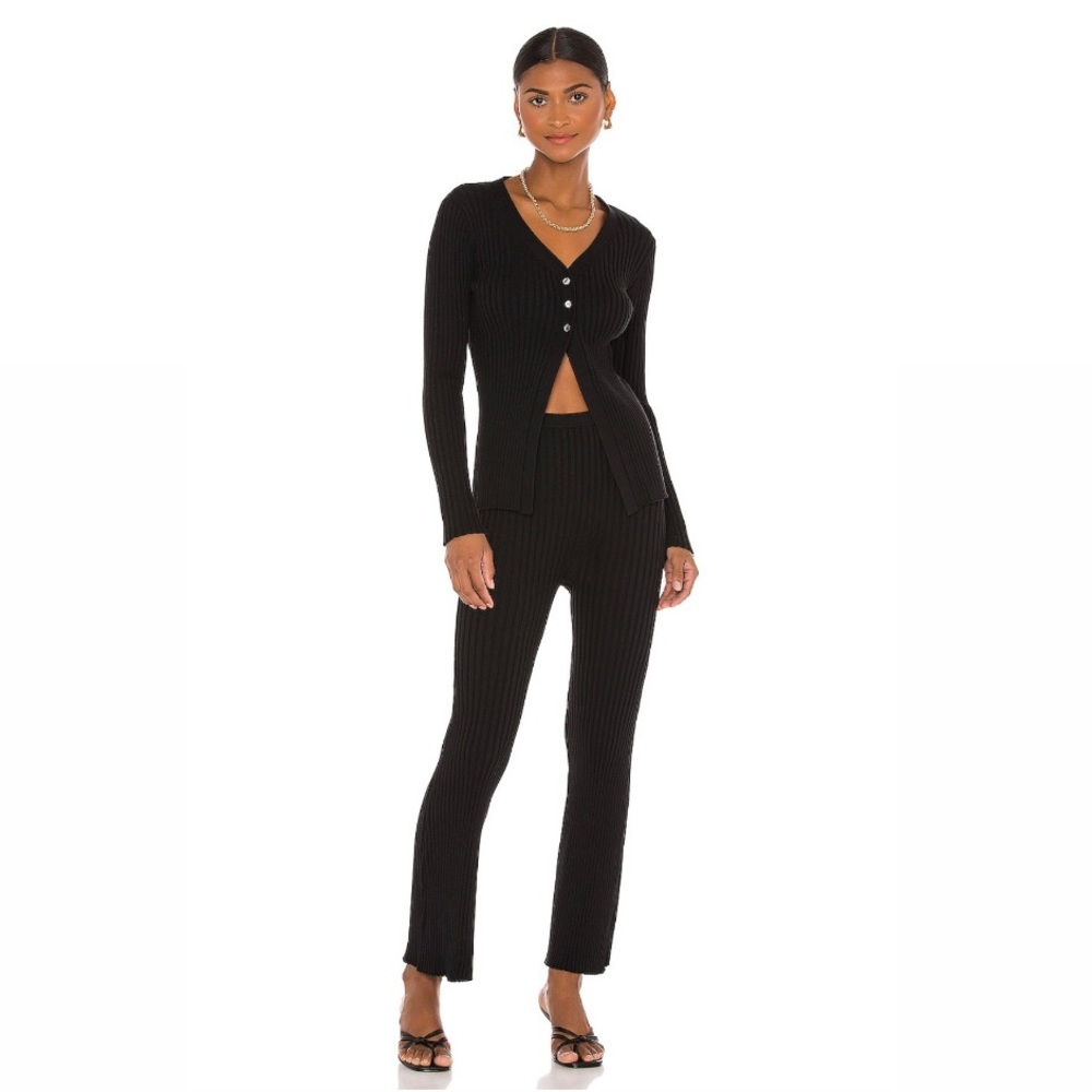 Callahan Ribbed Cardigan and High Waisted Pants Set